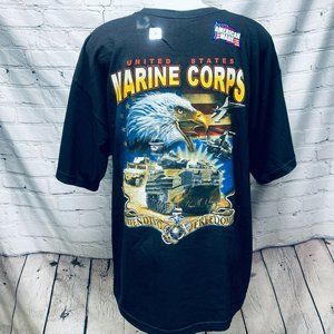 Marines USMC Black 2XL T-Shirt Scream Eagle NWT Bayside True American Made